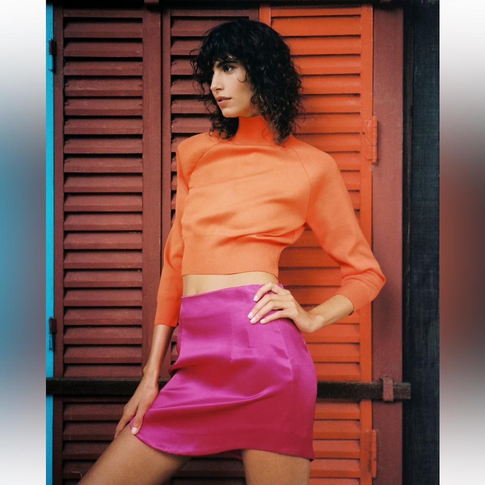 NWT Zara Satin Effect Mini Skirt
